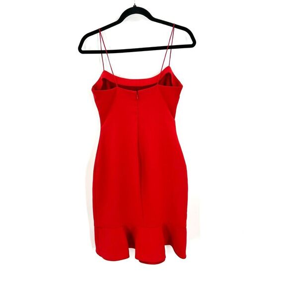LIKELY Red Banks Ruffle Hem Spaghetti Strap Bodycon Mini Dress Size 2 - Picture 4 of 9